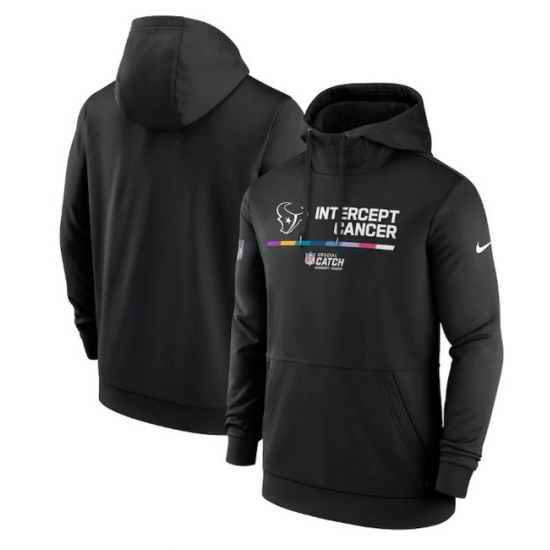 Men Houston Texans 2022 Black Crucial Catch Therma Performance Pullover Hoodie